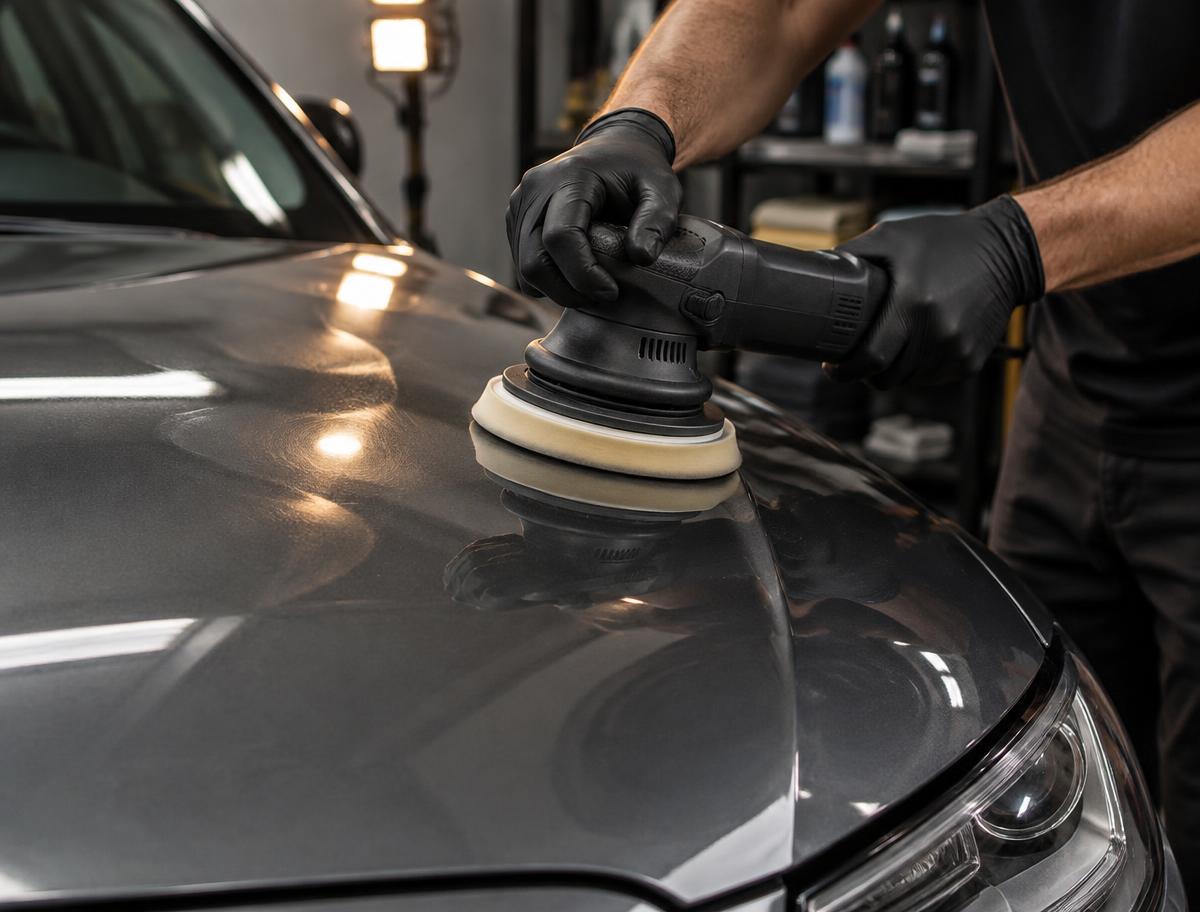 Professional paint correction for a dark vehicle